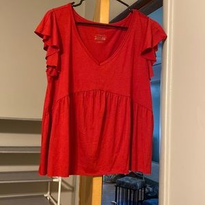 NWOT Arizona flutter sleeve red top.